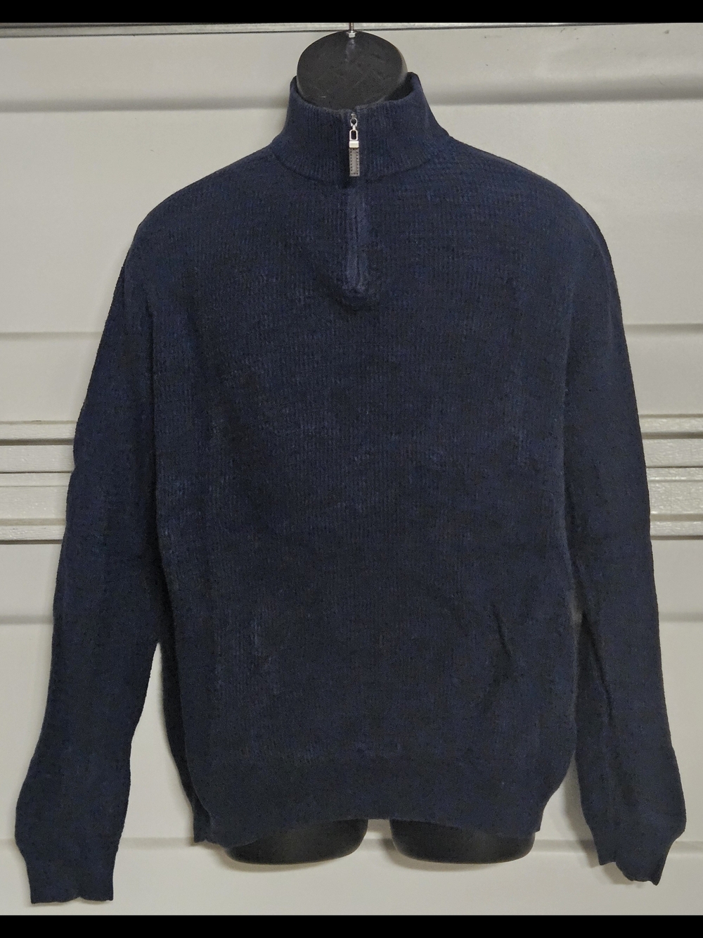 Tasso Elba Navy Quarter-Zip Mock Neck Sweater